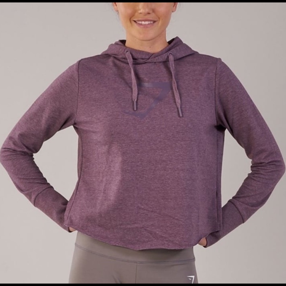 Gymshark Hoodie Women's XS Cropped Sweatshirt Cross Back Workout Gym Purple
